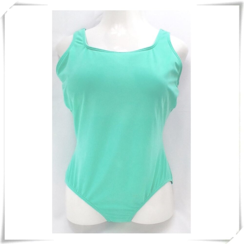 Land's End Mint Green One Piece Low Leg Full Coverage Swimming Suit EUC